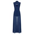 thumbnail image 4 of renvena Costumes de Danse Lyrique pour Femmes Robe Maxi Sans Manches Col Roulé Dos Nu en Tulle Bleu Marine m, 4 of 5