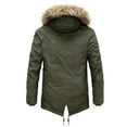 thumbnail image 2 of SWSMCLT Men's Winter Jackets & Coats Warm Fuzzy Plush Quilted Insulated Full Zip Button Faux Shearling Parka Jacket with Detachable Fur Hood Fleece Lined Slim Fit Army Green 40, 2 of 2