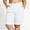 White, variant on Women's Solid Plus Size Elastic High Waist Knee Length Stretch Bermuda Shorts with Pockets for Casual Work Golf Hiking