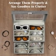 thumbnail image 3 of Organizador de gafas de sol MoKo de piel de 2 capas con 12 ranuras, color gris, 3 of 7