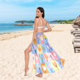 thumbnail image 6 of FORMRS Womens Beach Sarong Semi-Sheer Bikini Wrap Skirt Swimsuit Cover-ups, Blue Flowers, 6 of 7
