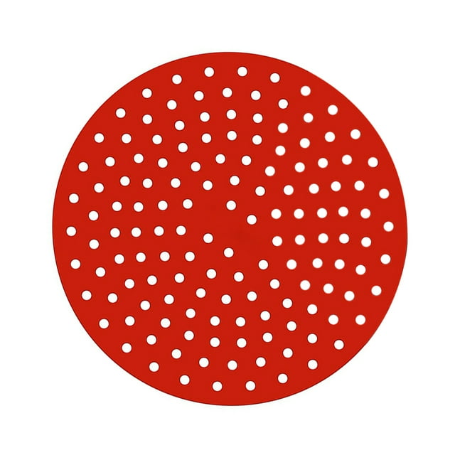 Doublure de Friteuse à Air Chaud Réutilisable en Silicone, Doublure de Friteuse à Air Réutilisable, Panier de Friteuse à Air Antiadhésif, Tapis Rond Antiadhésif pour Accessoire de Cuisine, 8 Pouces, Rouge