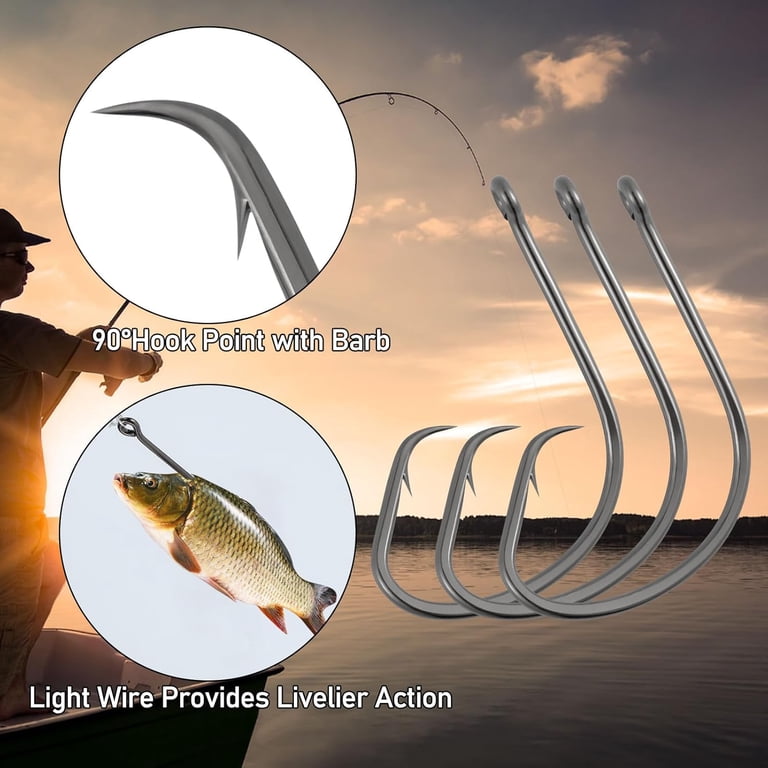 circular hooks bass fishing Carbon Steel 500 Pcs, Circle Hooks Assortment for Saltwater Freshwater Ice Fishing, Salt Water Fish Hooks for Catfish Trout Octopus Multi Size 6 8 10 12 14 16 18 20 22 24 : Sports & Outdoors rigging. Circle Hooks Required Jan. 1
