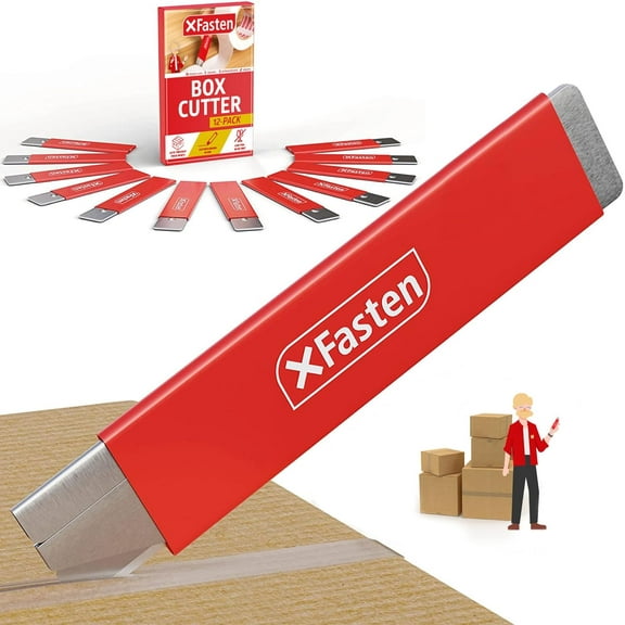 XFasten Box Cutter, Retractable Utility Knife, 12 Pack, Heavy Duty Blades