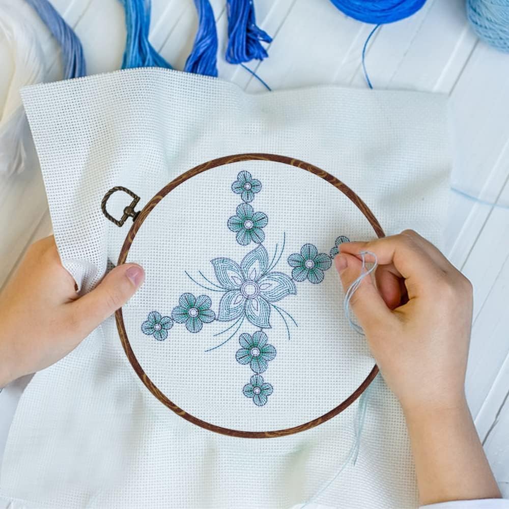 ABPETE 5 Pieces 10 inch Round Embroidery Hoops, Imitated Wood Hoop Embroidery Frames for Display, Cross Stitch Embroidery Round Hoops Arts Decoration