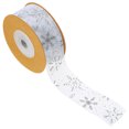 thumbnail image 1 of 1 Roll of Christmas Ribbons Snowflake Patterns Decorative Ribbons DIY Xmas Gift Box Banquet Ribbons, 1 of 7