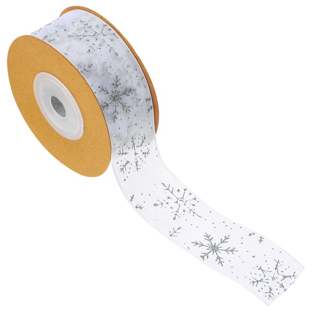 1 Roll of Christmas Ribbons Snowflake Patterns Decorative Ribbons DIY Xmas Gift Box Banquet Ribbons
