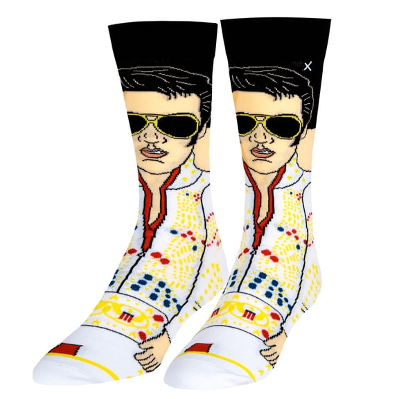 ODD SOX Elvis Eagle Jumpsuit Music Rock Retro Crew Socks, Size Large