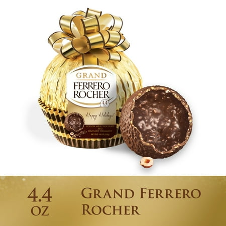 Grand Ferrero Rocher, Premium Gourmet Milk Chocolate Hazelnut, Holiday Chocolate Ornament, 4.4 oz