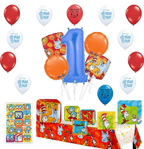 Dr Seuss Party Supply and Balloon Decoration Bundle 