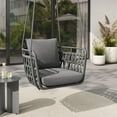thumbnail image 2 of Swing Lounge Chair, Dark Gray, Aluminum, Outdoor Patio Balcony Cafe Bistro Garden Hospitality Restaurant, Modern Contemporary, HB37281, 2 of 11
