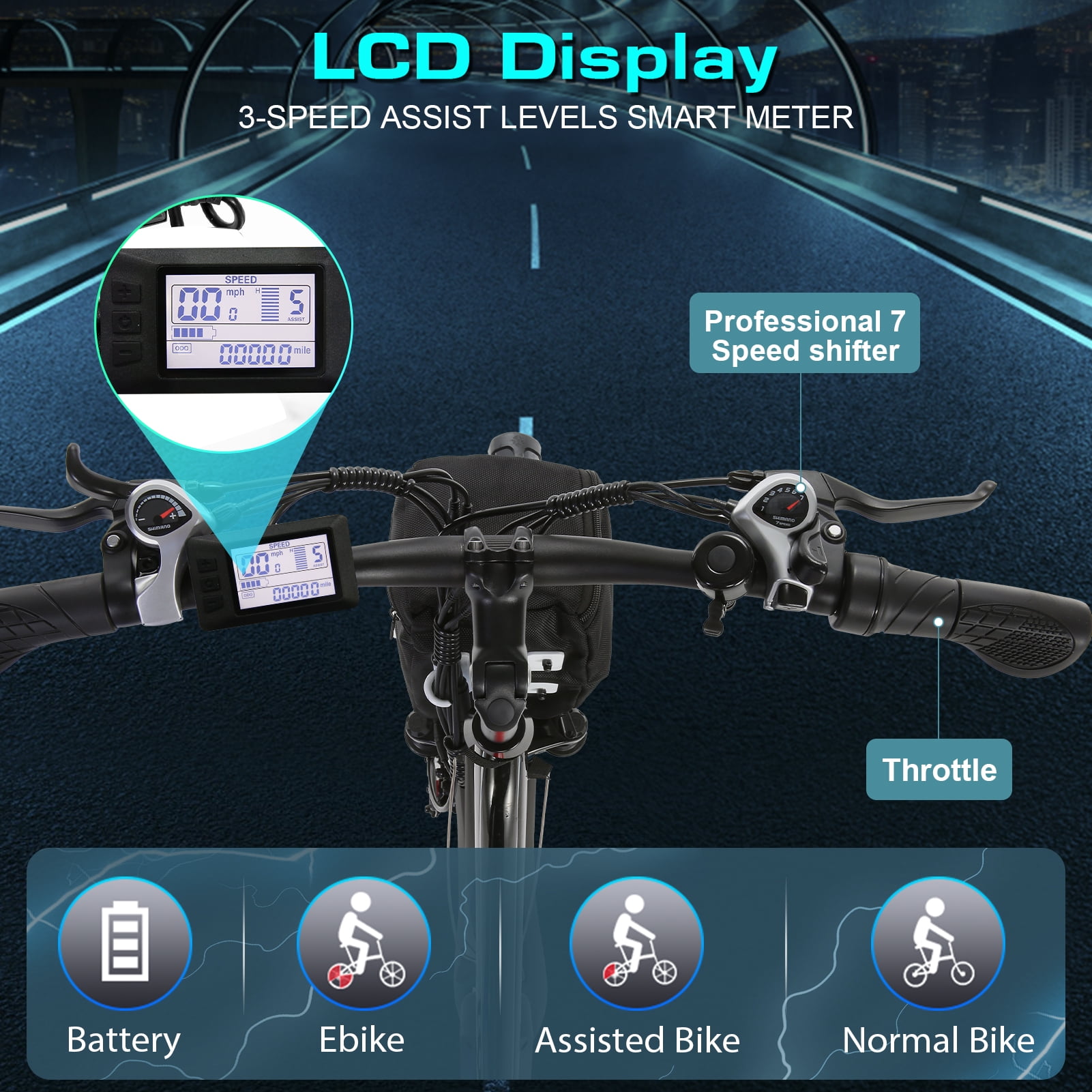 Vivi Electric Bike 26" City Commuter Electric Bike 48V 500W Step-Through Electric Bike 19.8MPH Electric Cruiser Bike Beach Bike with Cruise Control, UL2849 Certified