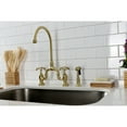 thumbnail image 3 of Kingston Brass KS7797TXBS French Country Two-Handle 3-Hole Deck Mount Bridge Kitchen Faucet with Brass Side Sprayer in Brushed Brass, 3 of 8