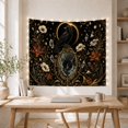 thumbnail image 5 of Raven Under Golden Eclipse with Floral Galaxy, Mystical Gothic for Dark Art Lovers, Botanical Decor, Halloween Gift, Tapestry Wall Hanging for Bedroom, Living Room and Dorm, 5 of 7