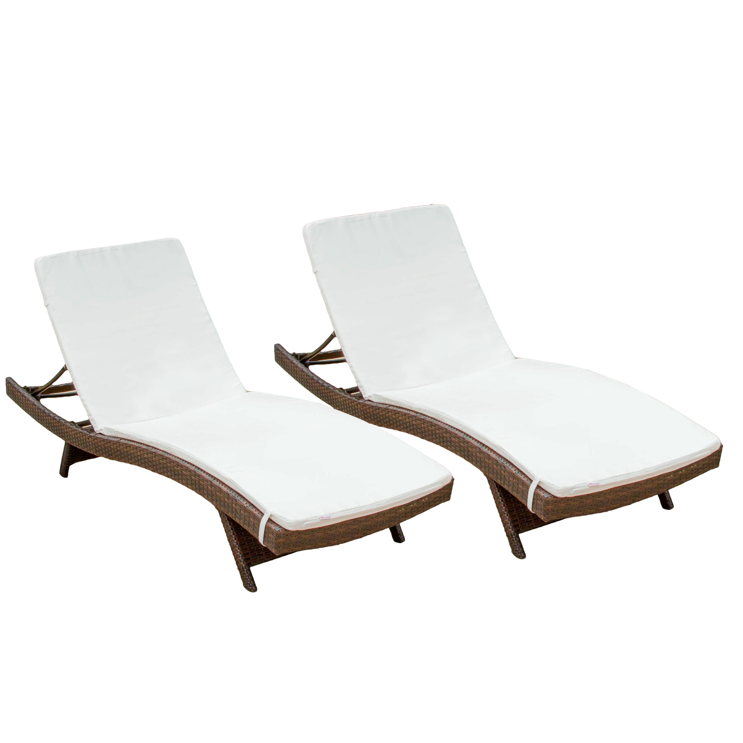 Outdoor Brown Wicker Adjustable Chaise Lounge with ...