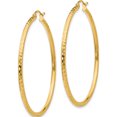 thumbnail image 2 of 10K Yellow Gold Diamond-Cut 2Mm Round Tube Hoop Earrings (Width 2) (Length 45) - Jbsp, 2 of 5