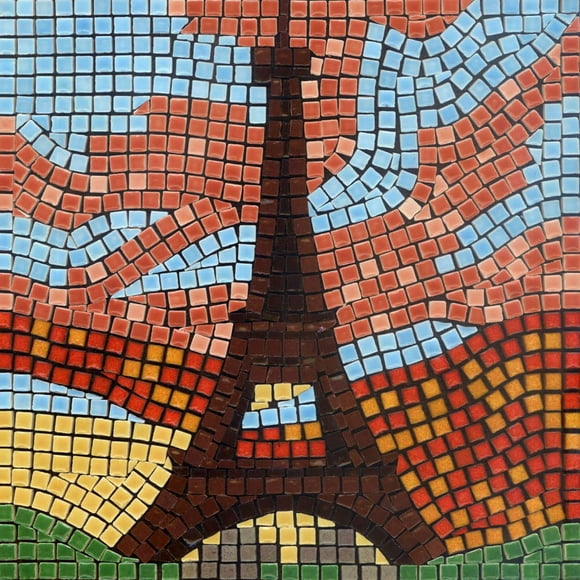 Do It Yourself Mosaic Art Kit for Adults, Make a Real Mosaic, Square 7inch (20cm) Eiffel Tower