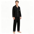 thumbnail image 4 of Kyntgho Men's Two Piece Pajama Set, Long Sleeve Button Front Pajama Shirt with Piping and Straight Pants, 4 of 5