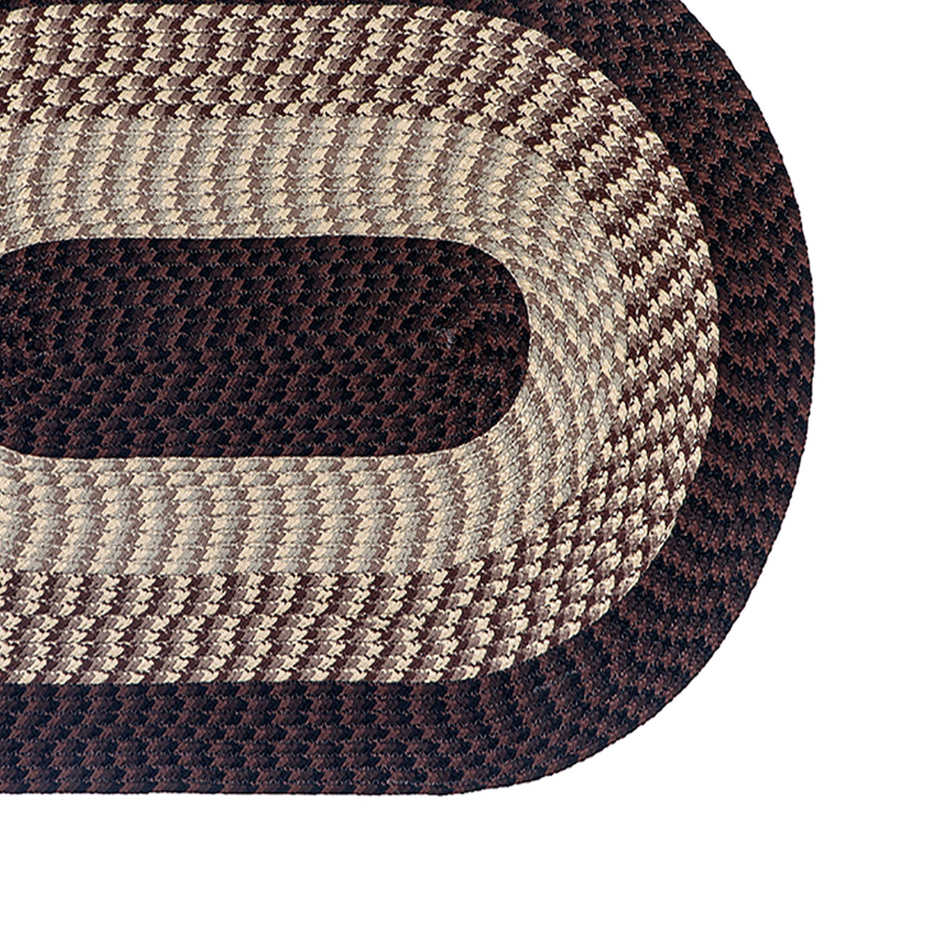 Better Trends 88"x 112" Oval Rug 100% Polypropylene Durable & Stain Resistant Reversible Indoor Area Utility Rug (Chocolate Stripe) Alpine Stripe Collection