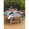 thumbnail image 2 of Outdoor Tablecloth with Umbrella Hole and Zipper, Christmas Snowman Rectangle Table Cloth 60x120 Inch Waterproof Tablecloth, Grey Xmas Pine Branches Snowflakes Red Birds Picnic Table Cover for Patio, 2 of 7