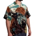 thumbnail image 2 of Yak Men's Short Sleeve Button Down Poplin Hawaiian Shirt for Summer Beach, Casual Printed Unisex Style, 2 of 6