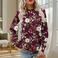 thumbnail image 5 of cocolona Womens Crewneck Sweatshirts Fall Long Sleeve Pleated Floral Print T-shirts Fashion Casual Loose Pullover Tops 2025, 5 of 5