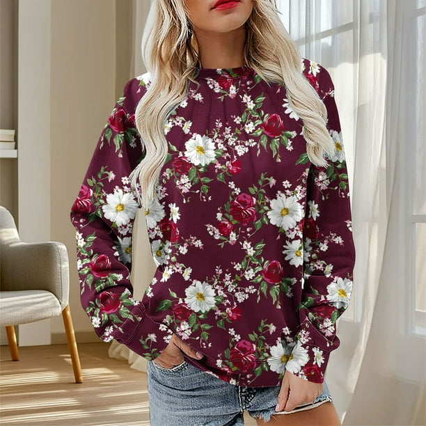 Heisall Womens Hoodies Spring Autumn Non-positional Print Fashion Casual Loose Ribbed Design Crewneck 2025 New Arrival Tops