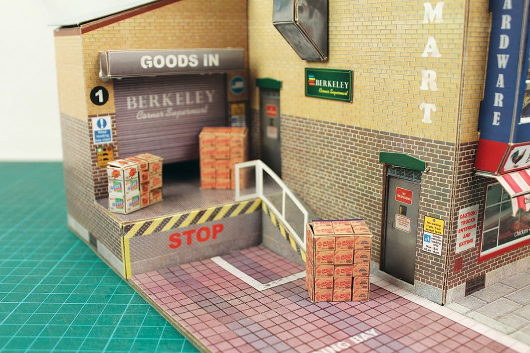 The CityBuilder CORNER SUPERMART Cardboard Model Making Kit (1:48) O scale for Model Railroads and Cars