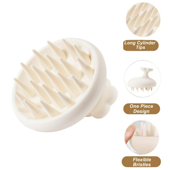 Silicone Scalp Massager, Soft Scrubber for Exfoliation, Dandruff Removal Head Massage Stress Relax, Wet & Dry Use for Thick Thin Curly Hair Care, White
