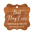 thumbnail image 1 of Darling Souvenir Personalized Fancy Frame Wedding Gift Tags 'Best Day Ever' Custom Name & Date Favor Hang Tags-Rustic Wood-100 Tags, 1 of 1