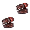 thumbnail image 3 of relayinert Classy And Durable PU Belt For Men Wear-resistant And Fine Workmanship Coffee Red-Brown 105cm 2Set, 3 of 6