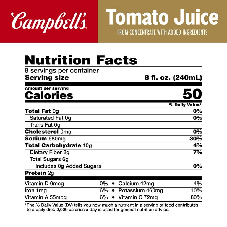 Campbell's Large Size 100% Tomato Juice, 64 fl oz Bottle