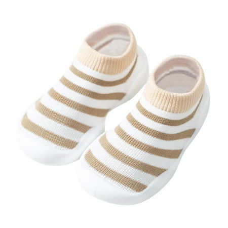 

yinguo toddler kids baby boys girls shoes first walkers striped plaid antislip socks shoes prewalker sneaker brown 22