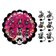 Cook With Color black skelton animal 6 piece halloween straw toppers