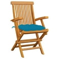 thumbnail image 2 of vidaXL Garden Chairs with Light Blue Cushions 3 pcs Solid Teak Wood, 2 of 12