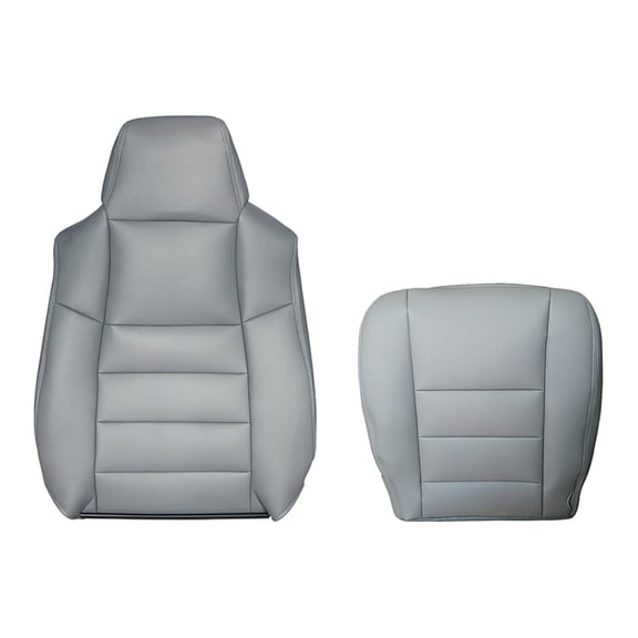 Driver Bottom & Top Perf Leather Seat Covers Gray Replacement for Ford F-250 F-350 F-450 F-550 2002-2007