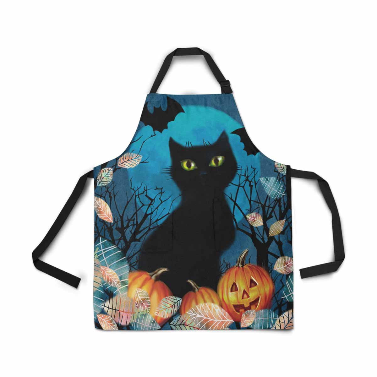 ASHLEIGH Adjustable Bib Apron for Women Men Girls Chef with Pockets Halloween Autumn Tree Black Cat Pumpkin Fall Leaves Moon Kitchen Apron for Cooking Baking Gardening Pet Grooming Cleaning