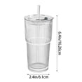 thumbnail image 3 of Ribbed Glass Tumbler, Ribbed Drinking Glasses Clear Glass Cup with Lid and Straw, Aesthetic Vertical Line Glass for Iced Coffee Water Beverage, 1 Piece Clear Glass Tumbler for, 3 of 6