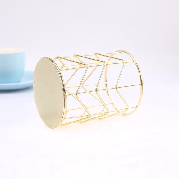 Round Pen Pencil Holder Office Supplies Desk Organizer Iron Makeup Brush Tube Gold