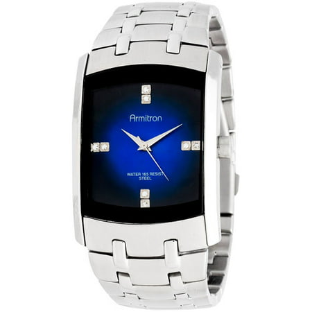 Armitron Men's Swarovski Crystal-Accented Silver-Tone Blue-Degrade Dial Dress Watch