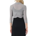 thumbnail image 4 of INSPIRE CHIC Women's Semi Sheer Tops Elegant 3/4 Sleeves Cardigan Bolero Shrug L Light Grey, 4 of 7