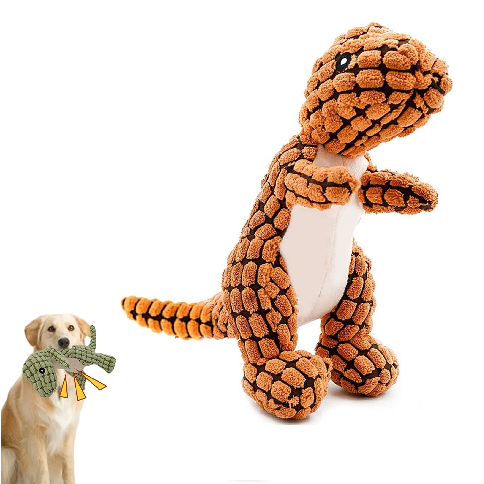 Daupanzees New Indestructible Robust Dino, Soft Stuffed Plush Interactive Dog Toys, Durable