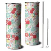 20oz Pioneer Flower Skinny Tumblers Stainless Steel Tumbler with Lid and Straw,Vacuum Insulated Double Wall Travel Tumbler Cups with Cleaning Brush for Coffee,Tea