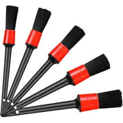 Car Brush Set, 5 PCS Car Detailing Cleaning Nylon Brush for Wheels, Air Vents, Interior, Exterior, Leather (Black)