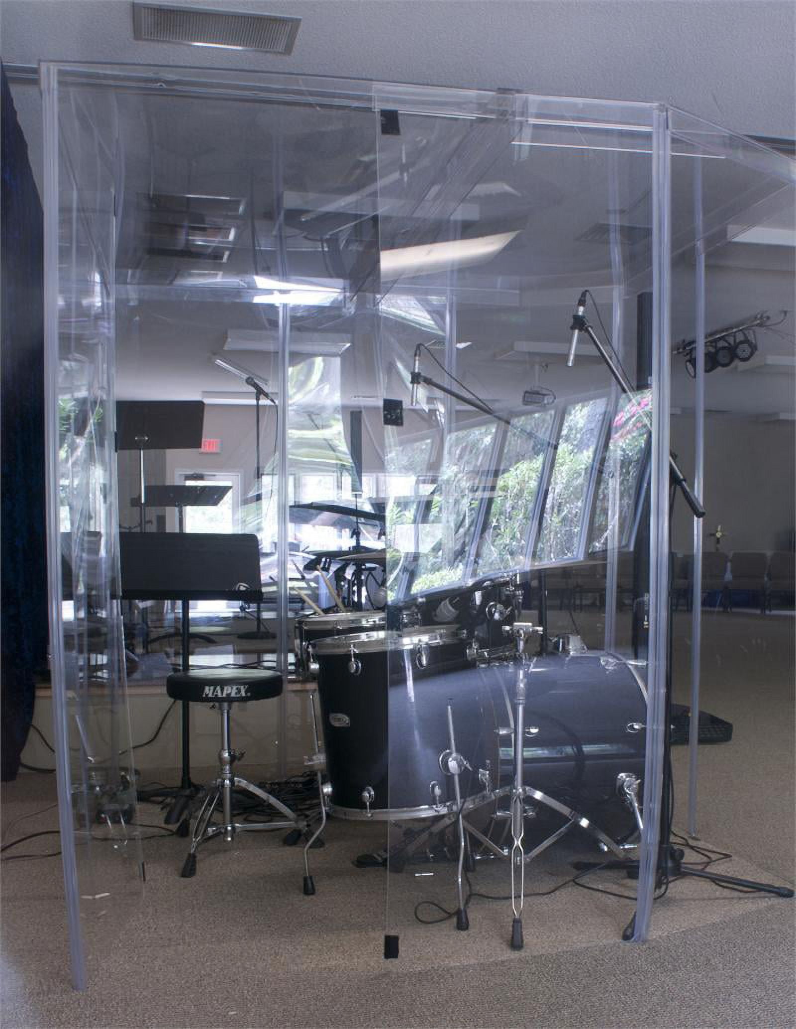 PENNZONI Drum Booth, Drum Shield, 6ft Tall, Acrylic Sound Proof Panels w/ Living Hinges