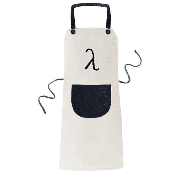 greek alphabet lambda black apron adjustable bib cotton linen bbq kitchen pocket pinafore