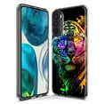 thumbnail image 3 of MUNDAZE Motorola Moto G Play 2021 Neon Rainbow Swag Tiger Shockproof Clear Hybrid Protective Phone Case Cover, 3 of 5