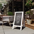 thumbnail image 2 of Flash Furniture Canterbury 40" x 20" Whitewashed Wooden Indoor/Outdoor A-Frame Magnetic Chalkboard Sign Set - 8 Chalk Markers, 10 Stencils, 2 Magnets, and Eraser, 2 of 9