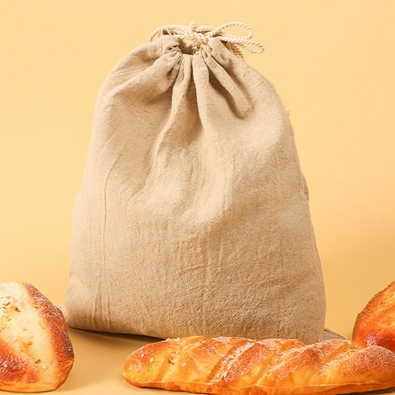 WHAMVOX Reusable Linen Bread Bags for Homemade Bread Storage Beige Small Size Lightweight with Drawstring Closure