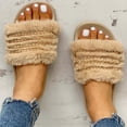 thumbnail image 5 of Mingws Shoes Womens Slide Slippers Fluffy Crossbands Homewear Shoes Winter Warm Cozy Slippers, 5 of 6